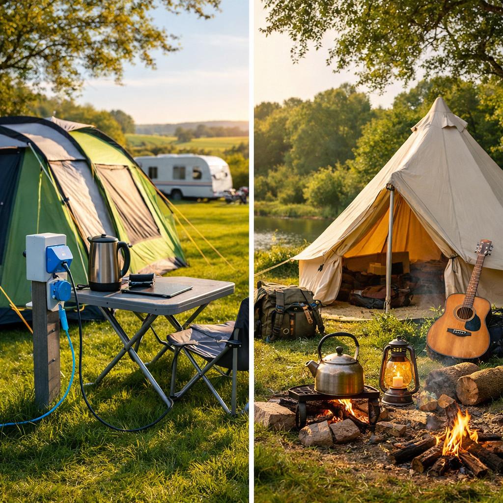 Choose your pitch: electric vs non-electric (who should pick what) - tent camping nottinghamshire