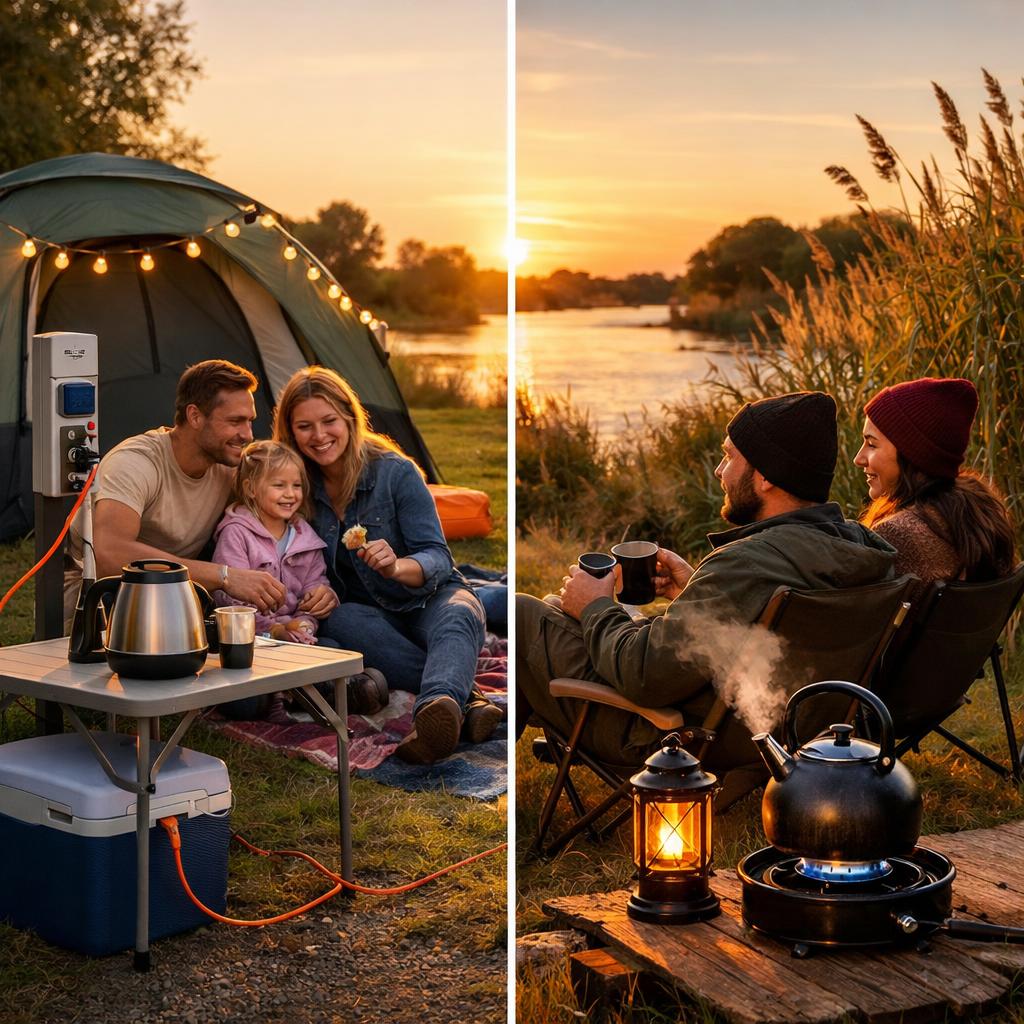 Electric and non-electric tent pitches riverside