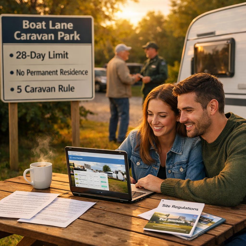 Boat Lane Caravan Park guests checking rules