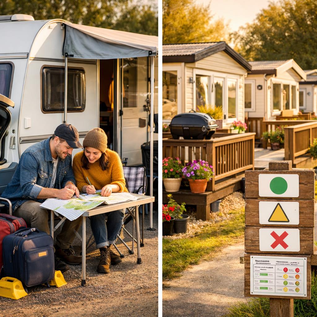 Touring caravan and seasonal pitches side-by-side