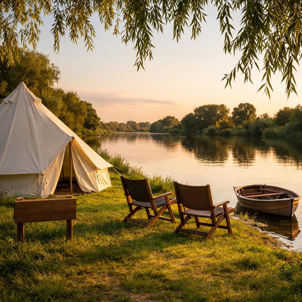 Serene quiet riverside tent pitch by the River Trent