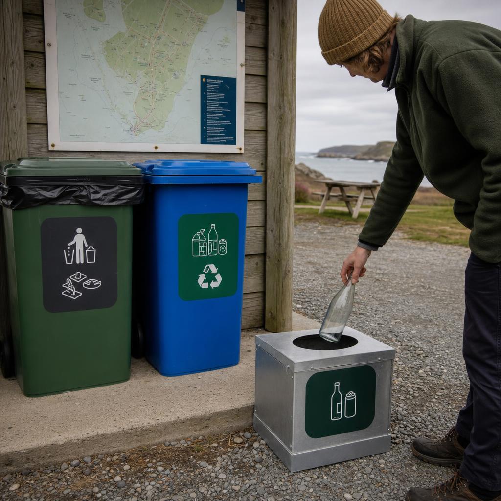 Segregated refuse bins and small-item recycling box